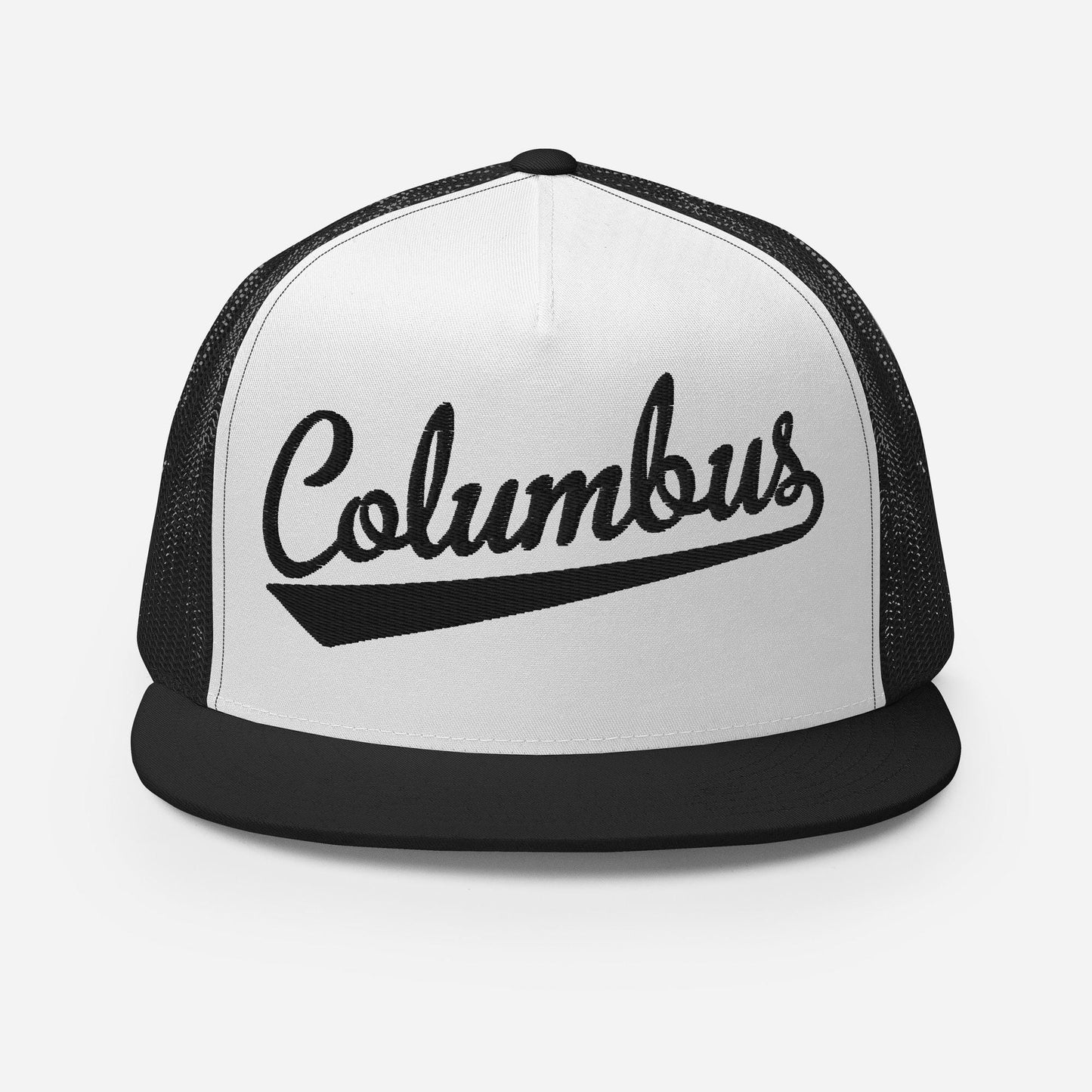 Snapback Trucker Hat - Columbus Script Baseball Cap With Flat Bill Design