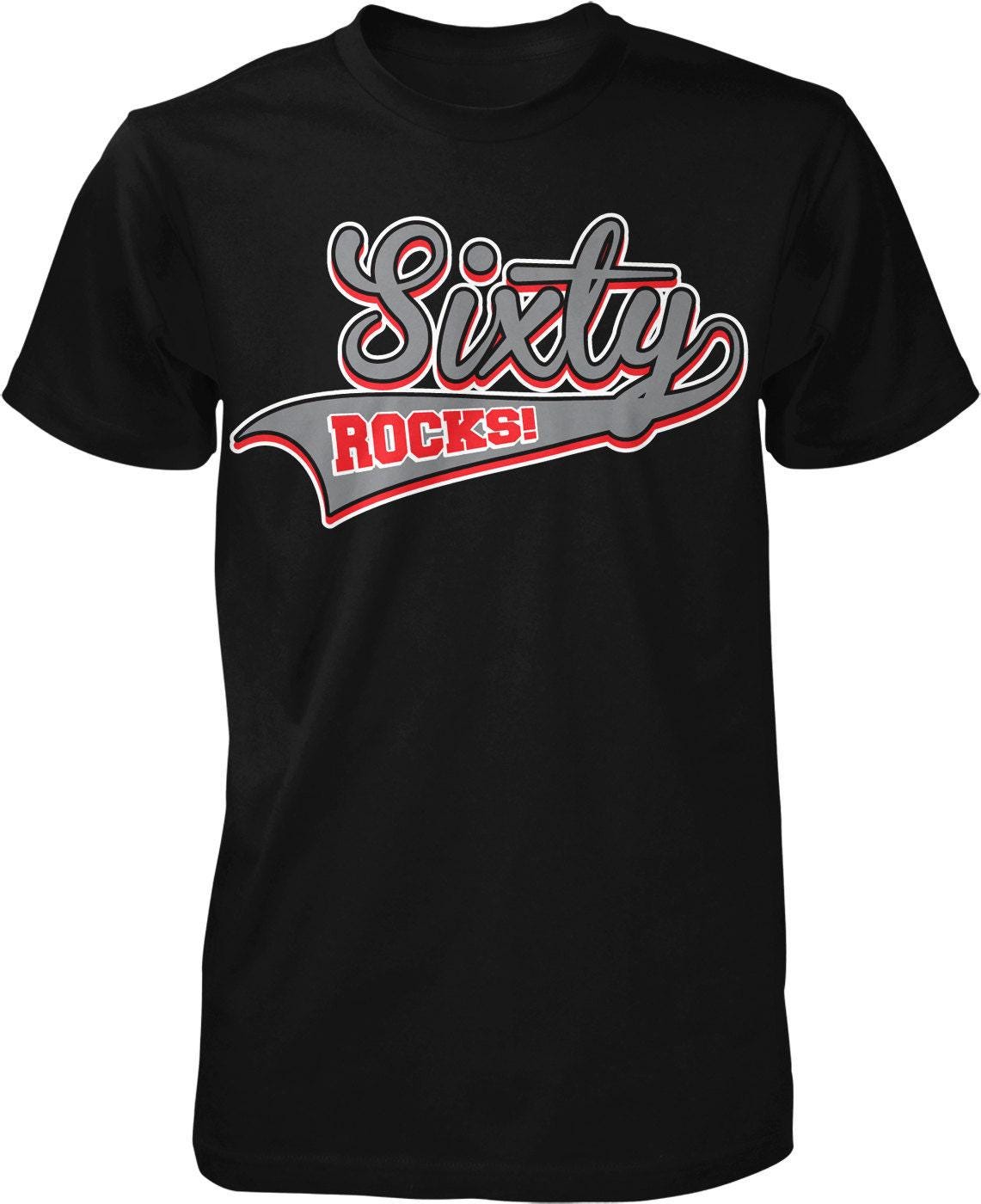 60th Birthday Shirt - Sixty Rocks Design | Men's Casual Tee With Durable Taped Neck