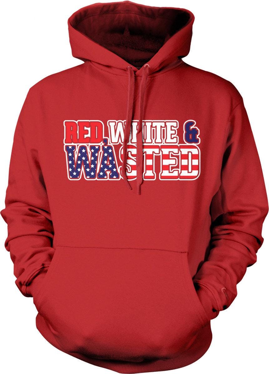 American Pride Hoodie - Red White Blue USA Flag Sweatshirt | Pouch Pocket