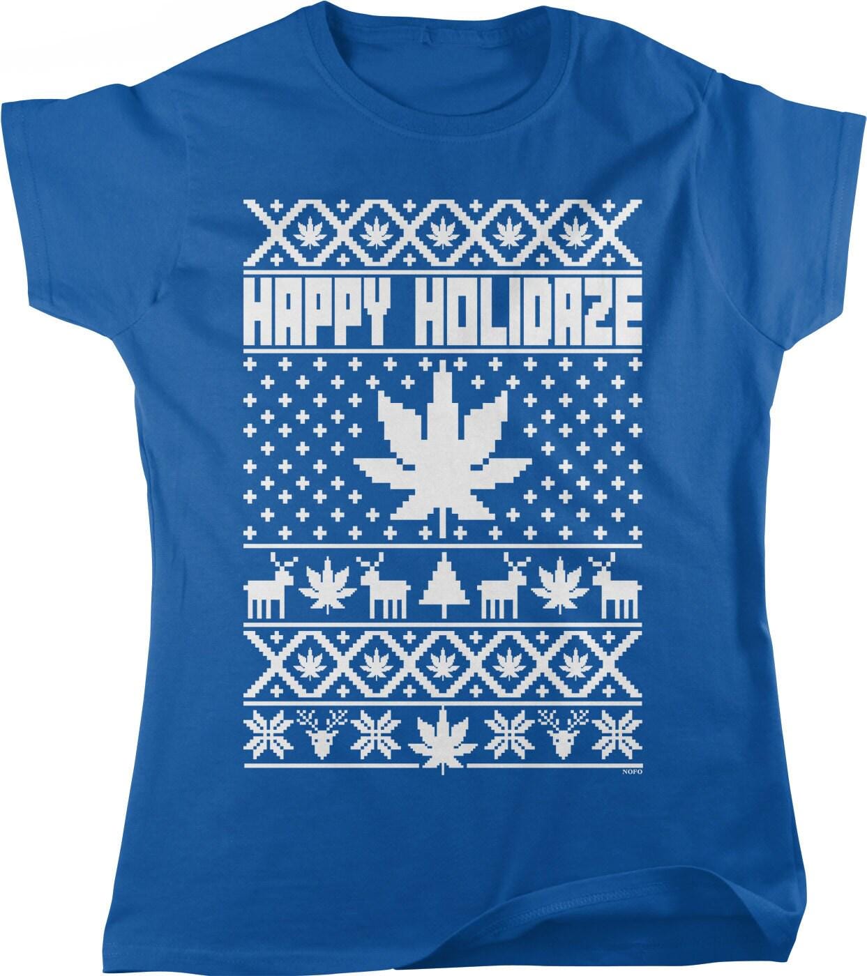 Weed Ugly Christmas Sweater - Women's Relaxed Fit Cannabis Holiday Shirt Tee