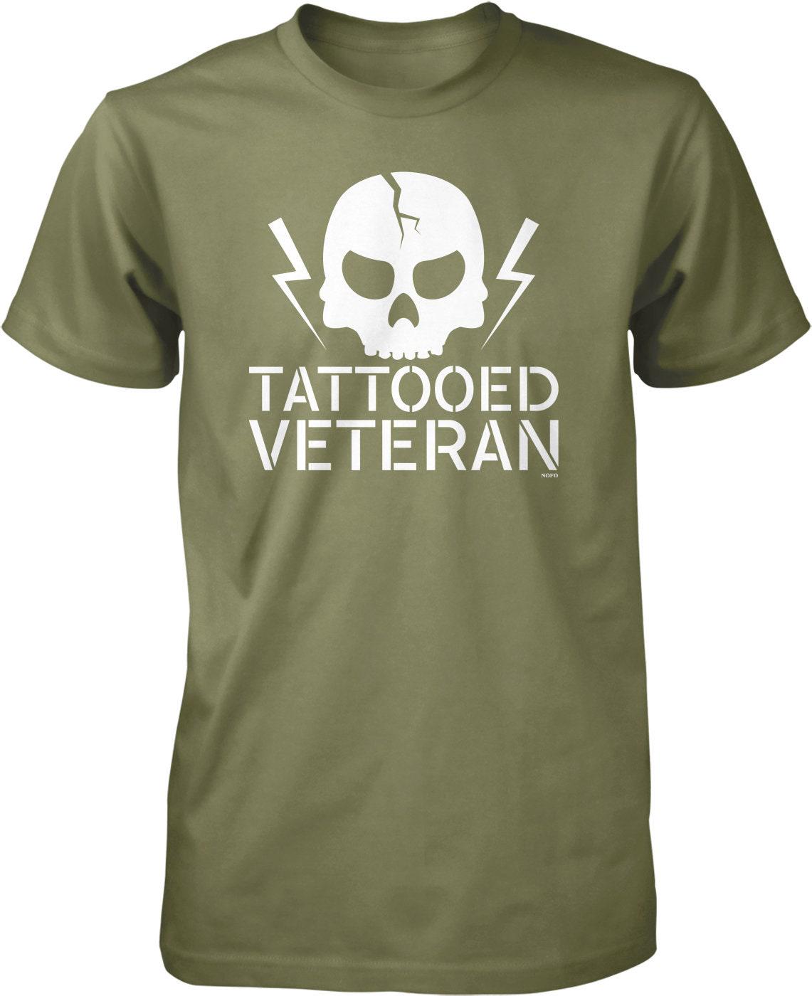 Tattooed Veteran T-shirt – Support Our Troops Patriotic Cotton Durable Shirt