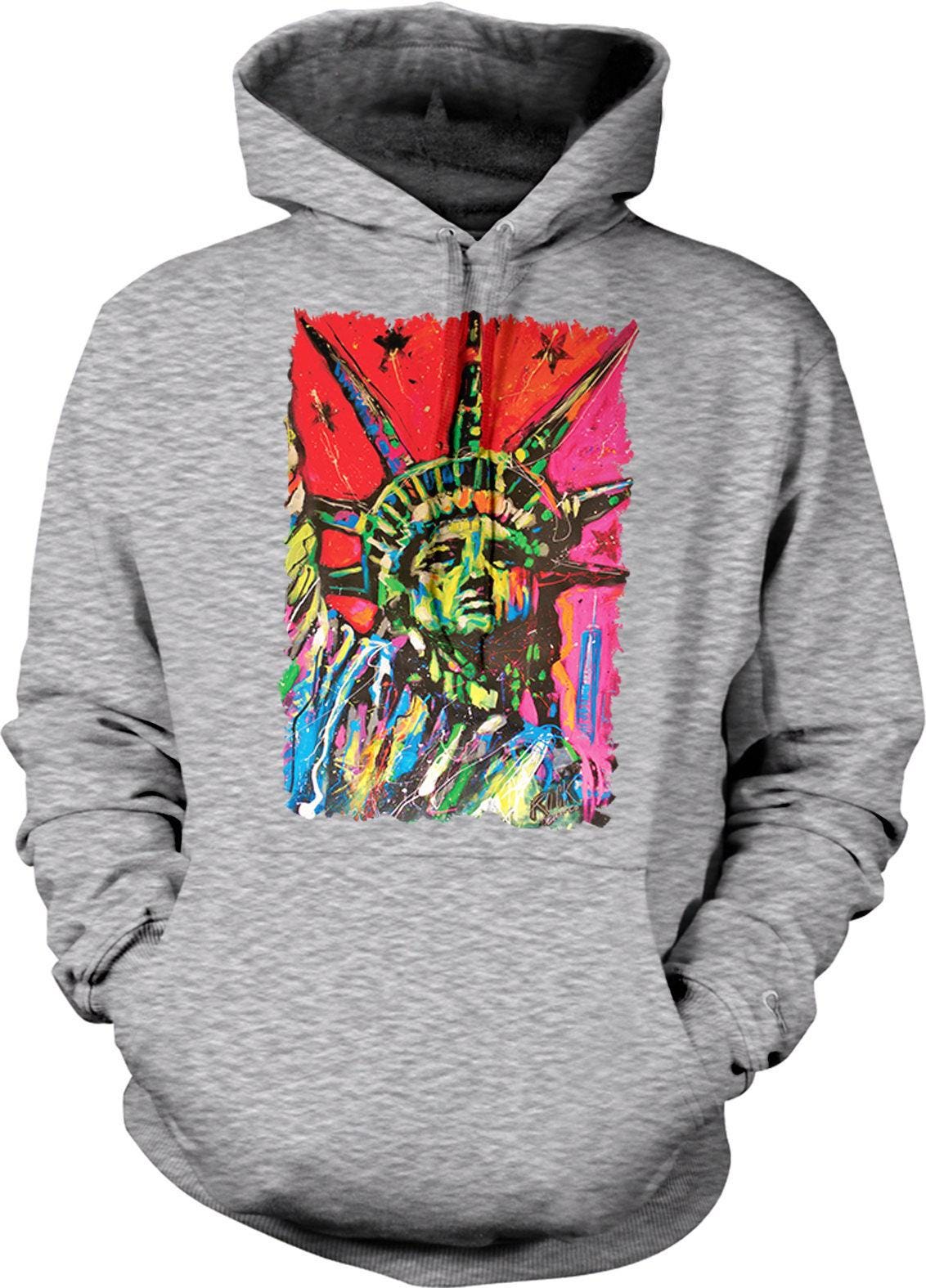 Statue of Liberty Sweatshirt – Comfortable Cotton Blend Hoodie with Double-Ply Hood