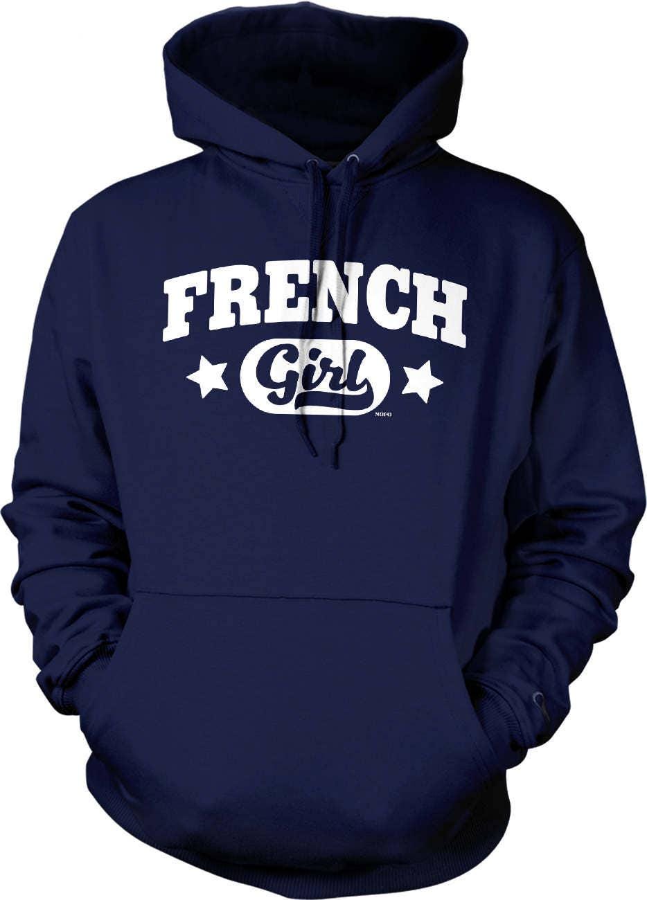 French Girl Hoodie – Unisex Casual Hoodie with Paris Crest & Olive Branch Design