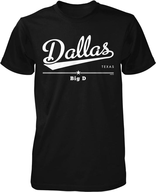 A black t-shirt with white text and graphics printed on it.