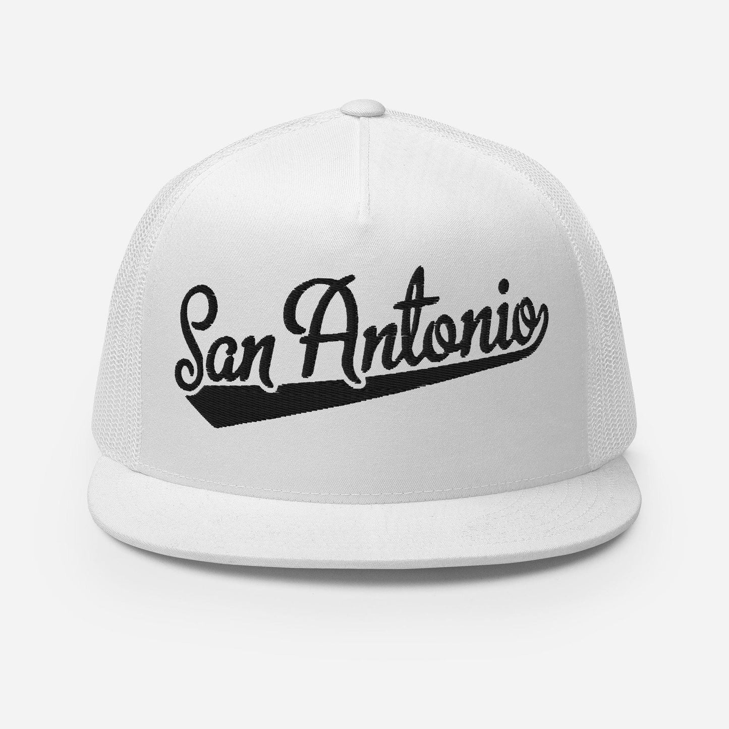 Snapback Trucker Hat - San Antonio Baseball Font Cap | Adjustable Flat Visor