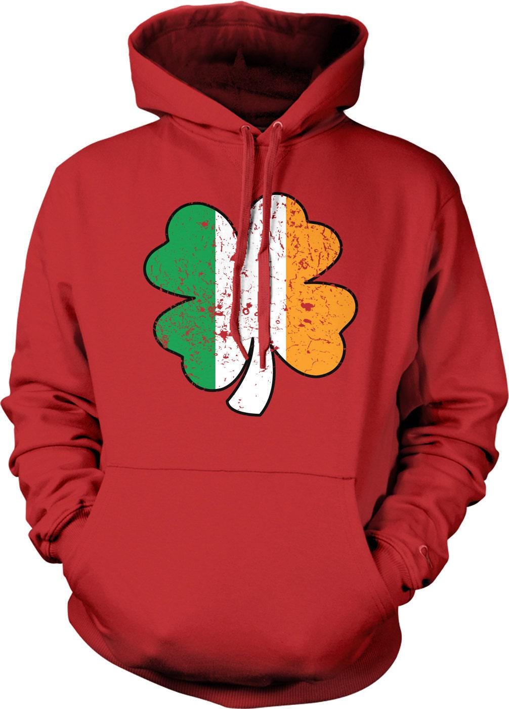 Irish Shamrock Hoodie - Four Leaf Clover Lucky Unisex Green Sweatshirt