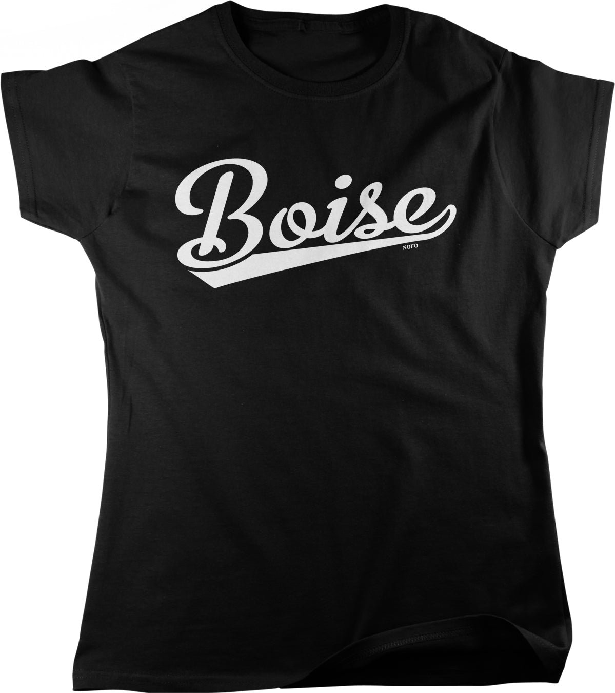 A black t-shirt with the word "Boise" printed in white text.
