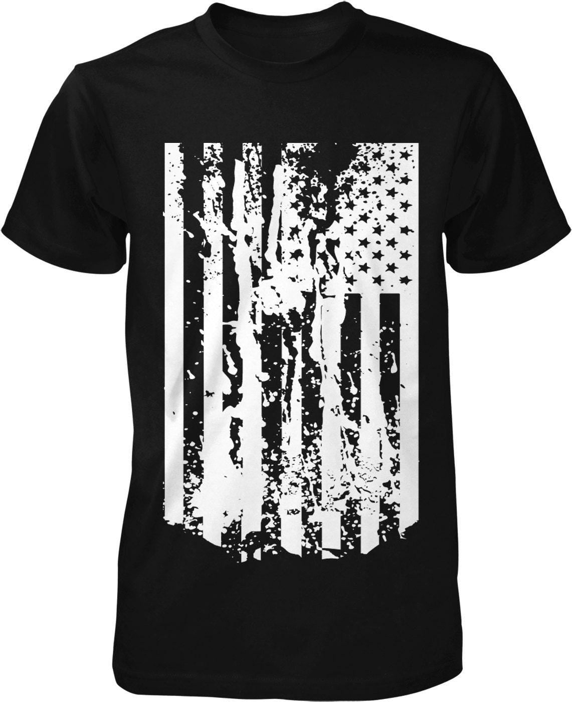 Distressed US Flag T-Shirt - Patriotic Men's Tee | Made in USA Cotton Shirt
