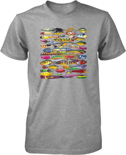 Fishing Lures T-Shirt – Men's Durable Cotton Tee With Colorful Graphic Design