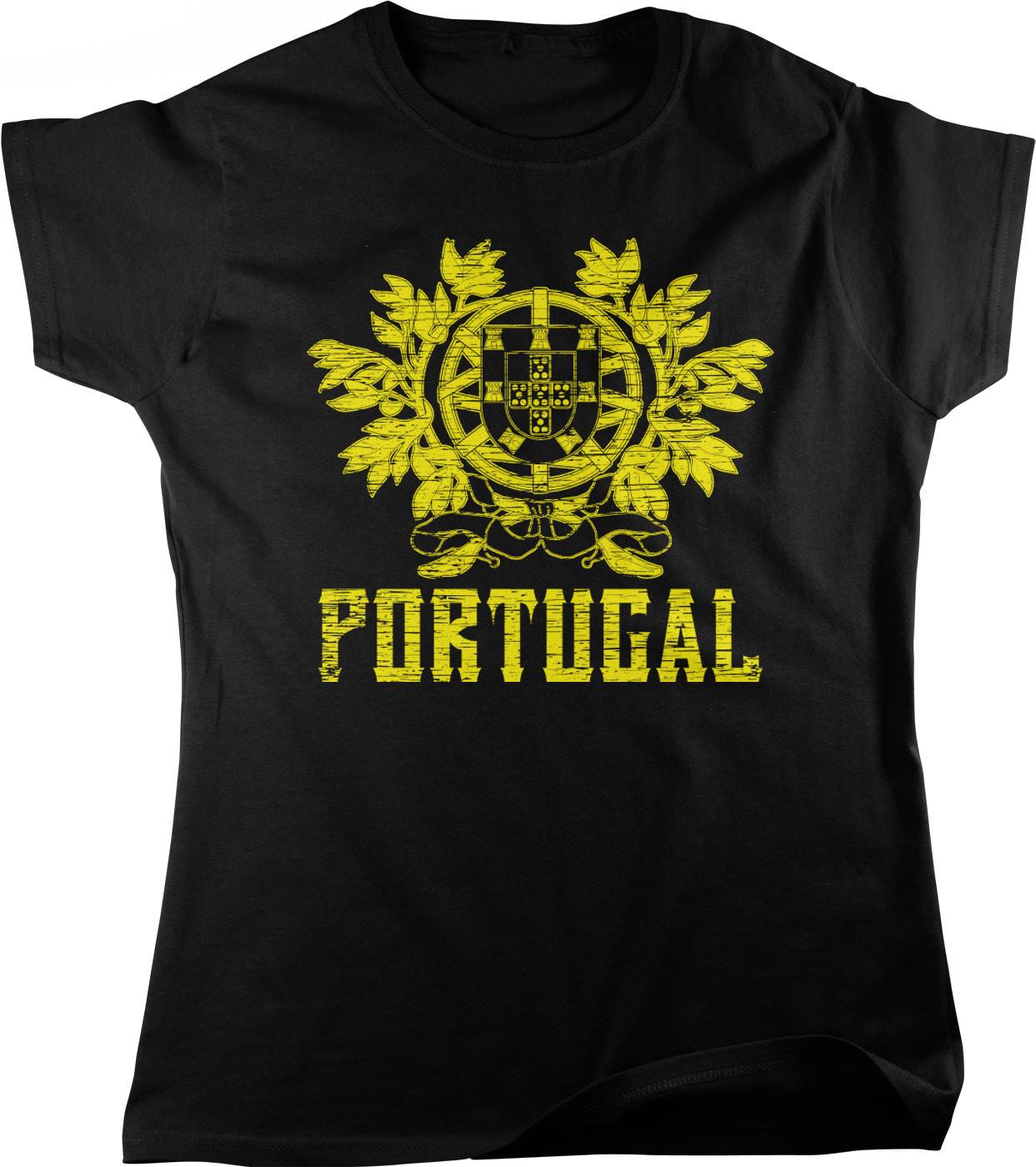 Portuguese Women's T-Shirt – Portugal Coat of Arms Cotton Tee With Henry of Burgundy Emblem