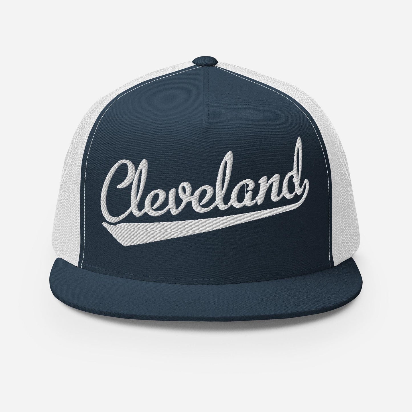 Cleveland Snapback Hat - Adjustable Flat Bill Five Panel Trucker Cap