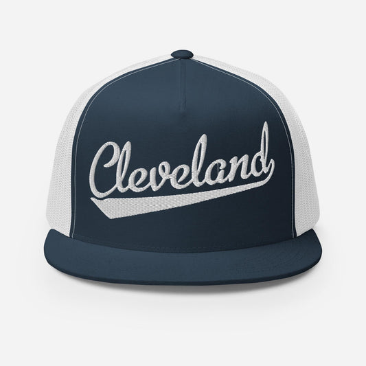 Cleveland Snapback Hat - Adjustable Flat Bill Five Panel Trucker Cap