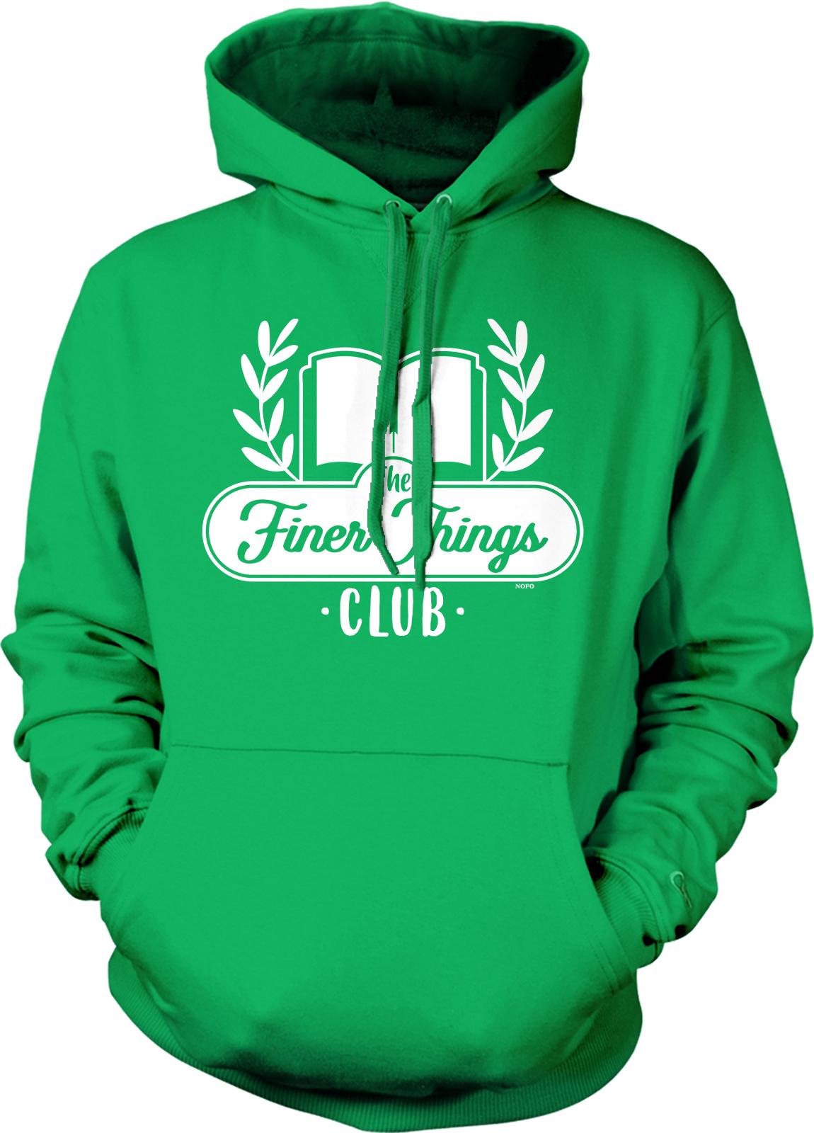 A bright green hoodie with a logo and text on it.
