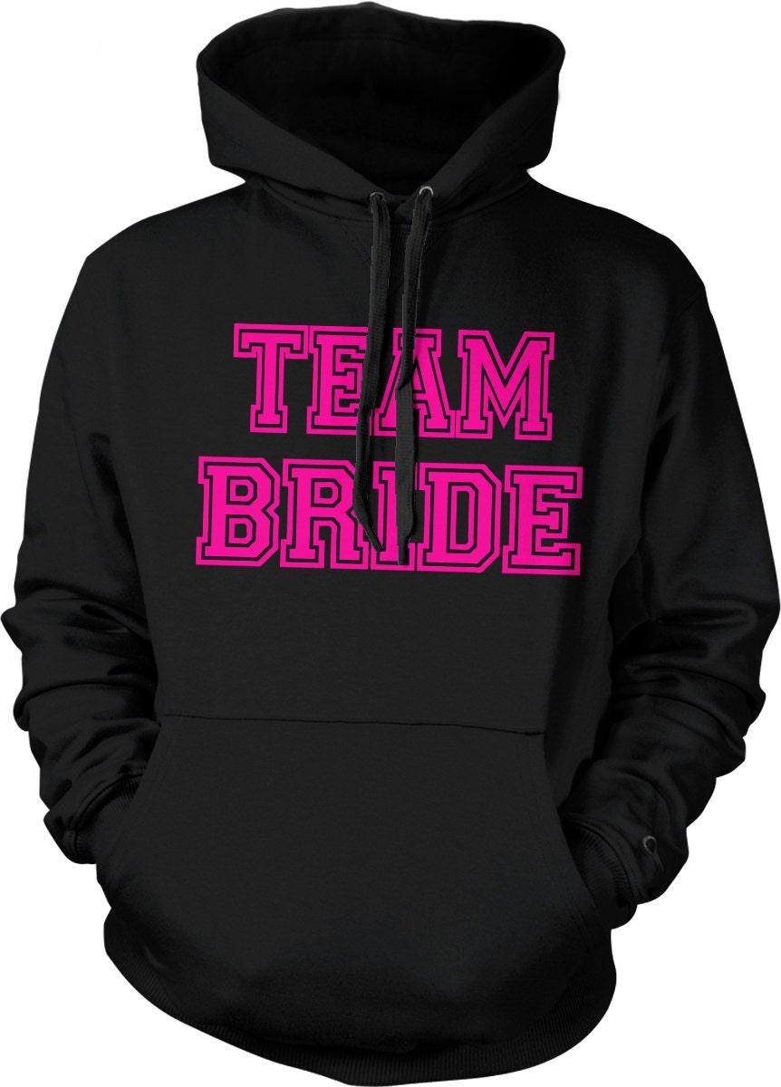 Team Bride Hoodie - Pink Bridal Hoodie With Pouch Pocket & Soft Cotton Blend