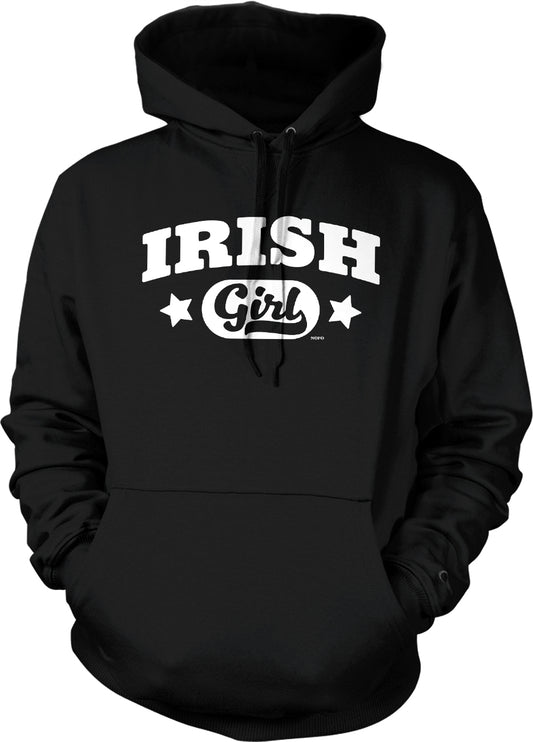 A black hoodie with white text and stars on it.