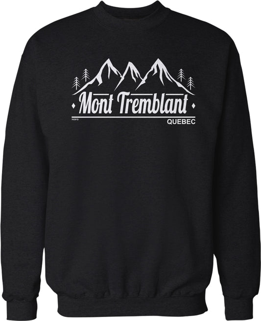A black sweatshirt with white text and graphics printed on it.