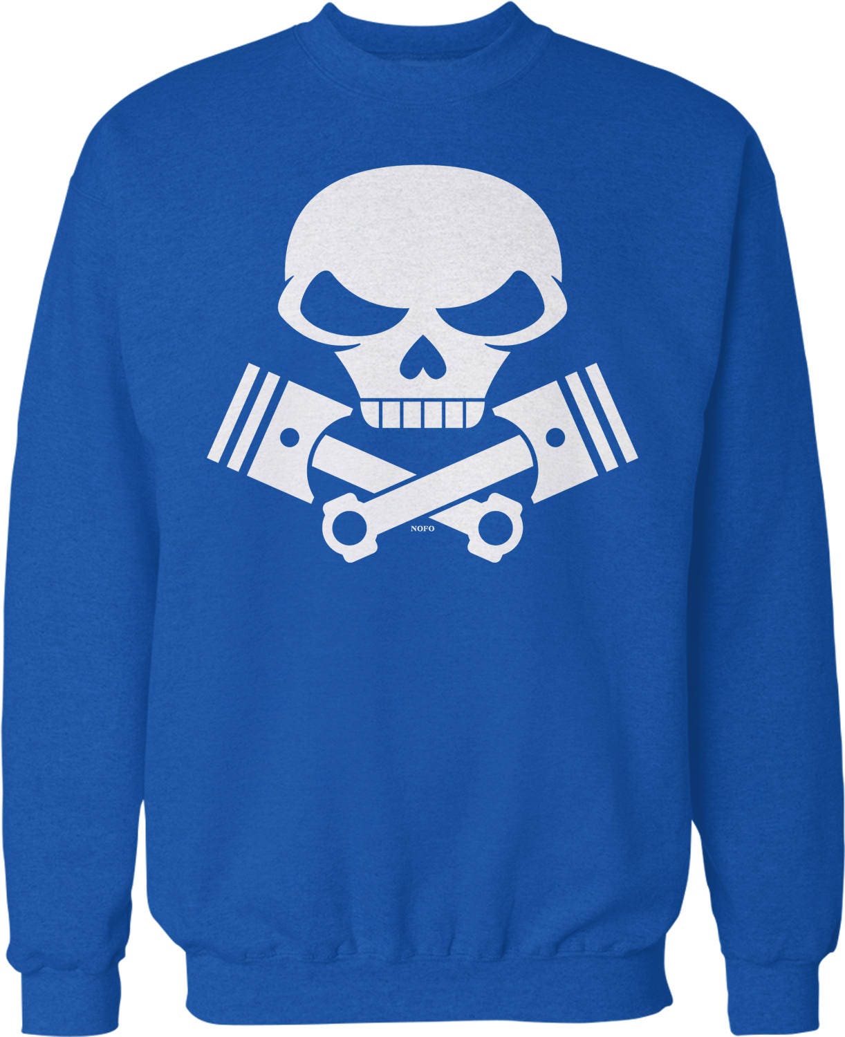 Motorcycle Crew Neck Sweatshirt – Skull And Pistons Engine Design With Durable Cotton Blend