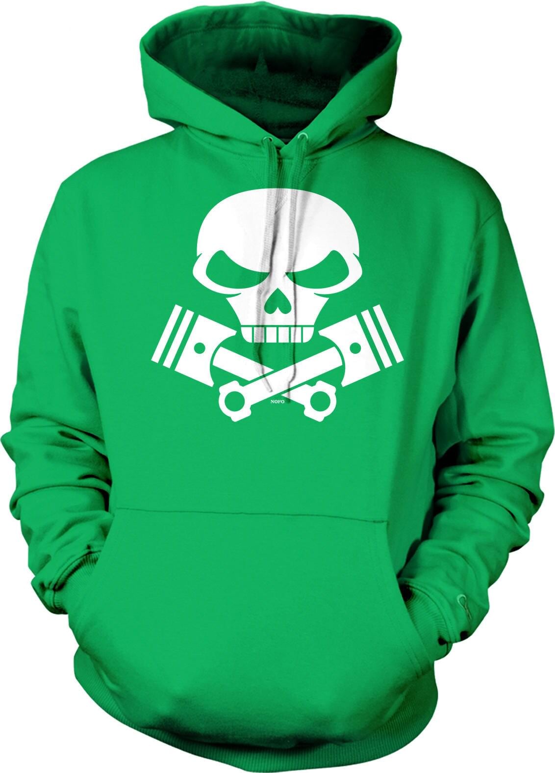 Motorcycle Engine Hoodie - Skull and Pistons Sweatshirt With Durable Cotton Blend