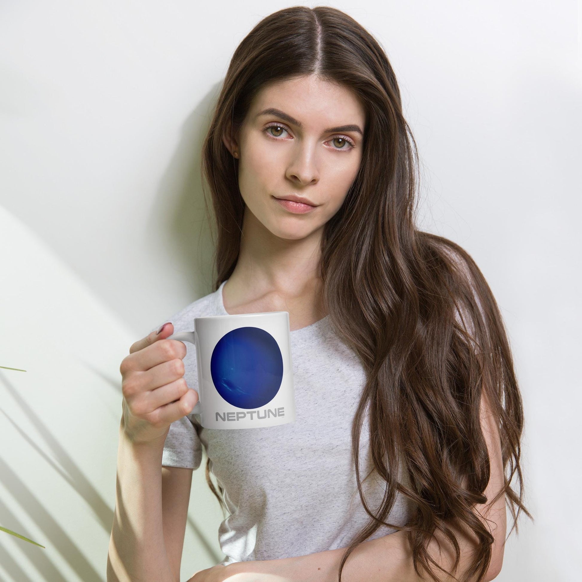 Planet Neptune White glossy mug