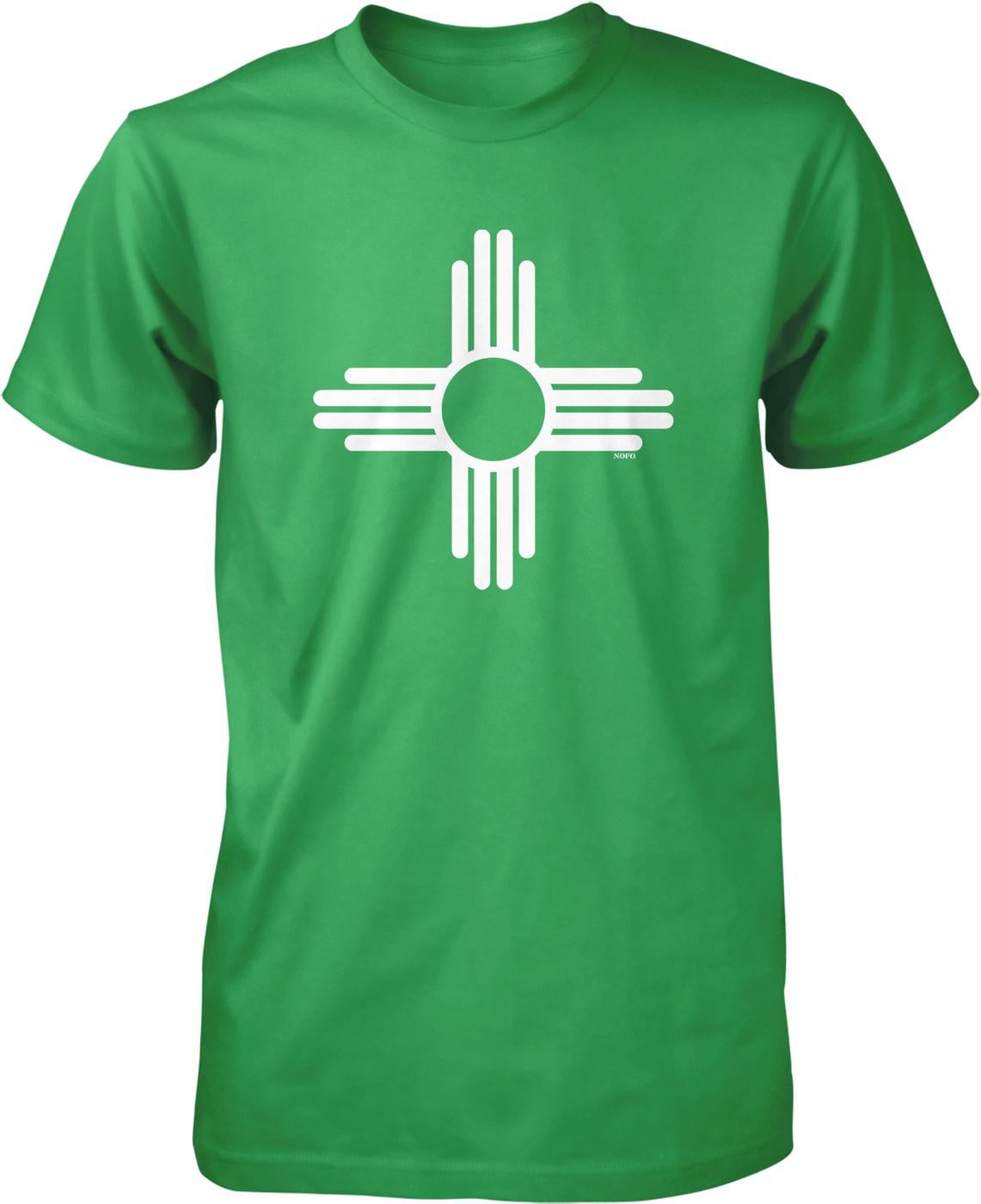 A green t-shirt with a white graphic design on it.