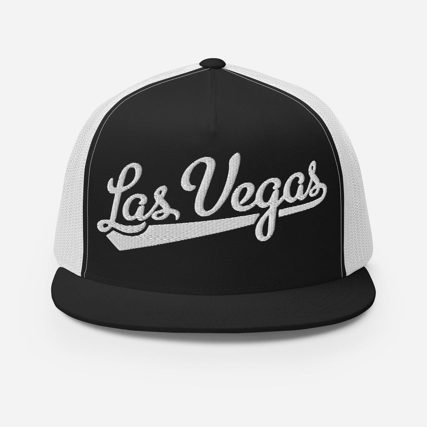 Snapback Trucker Hat – Las Vegas Script Baseball Font Hat with Custom Thread Colors