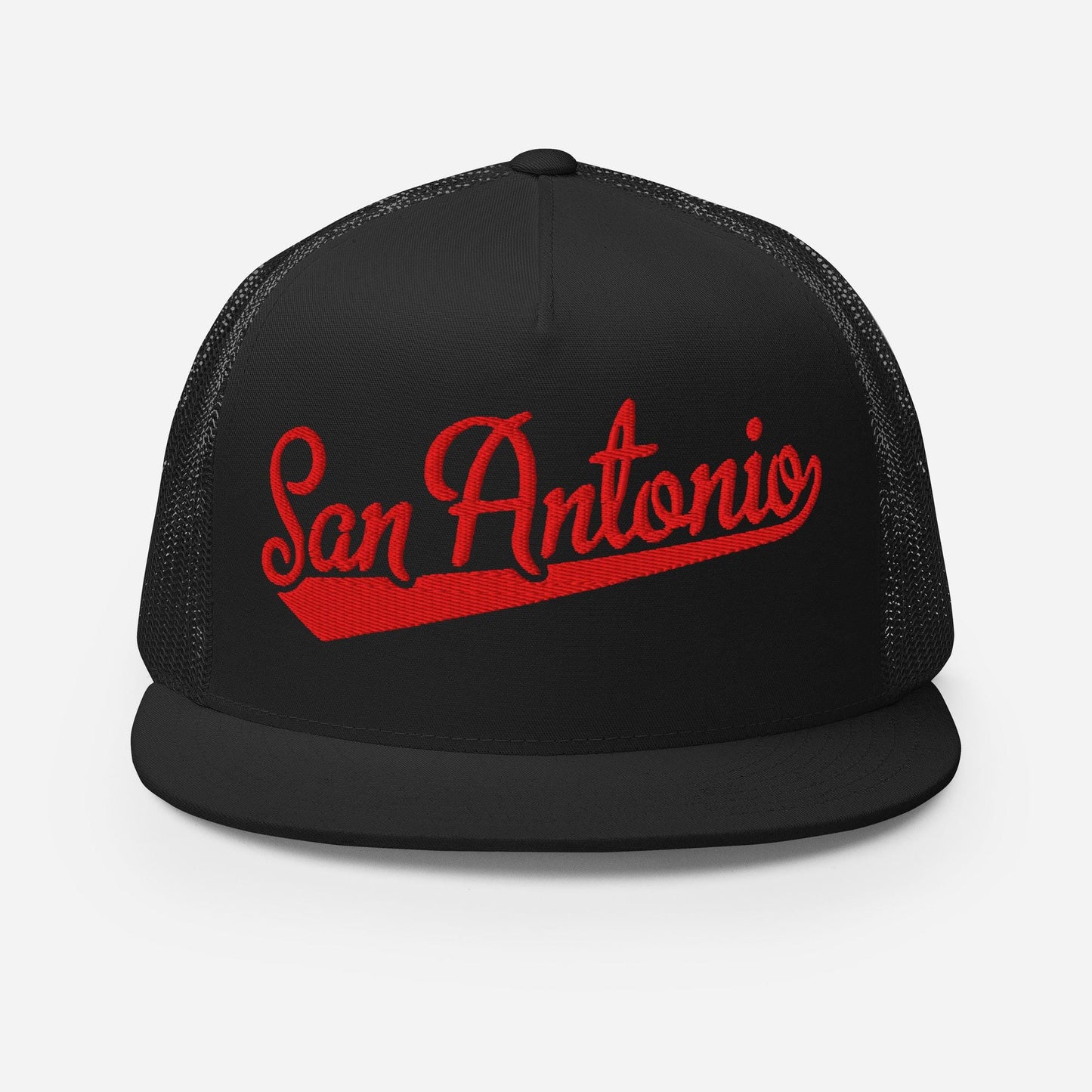 Snapback Trucker Hat - San Antonio Baseball Font Cap | Adjustable Flat Visor