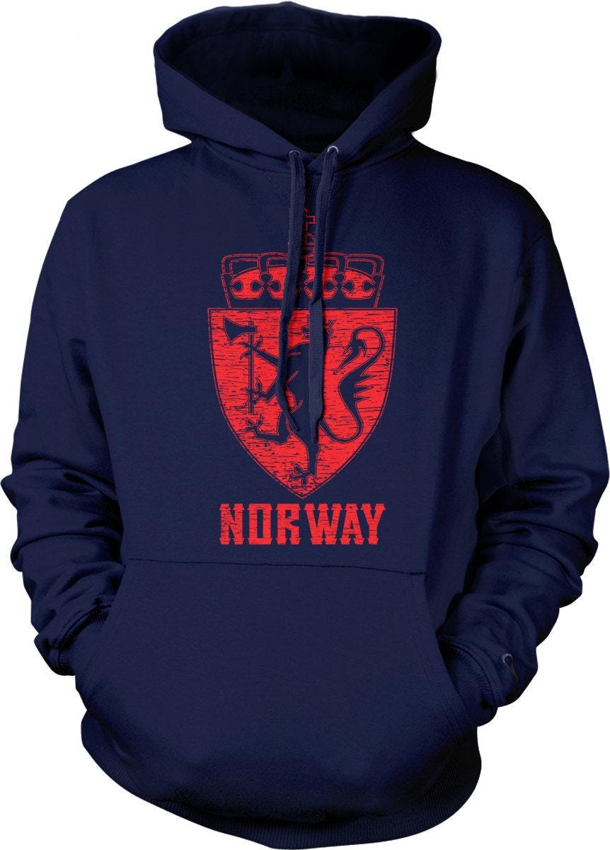 Golden Lion Hoodie – Norway Coat Of Arms Unisex Pouch Pocket Sweatshirt