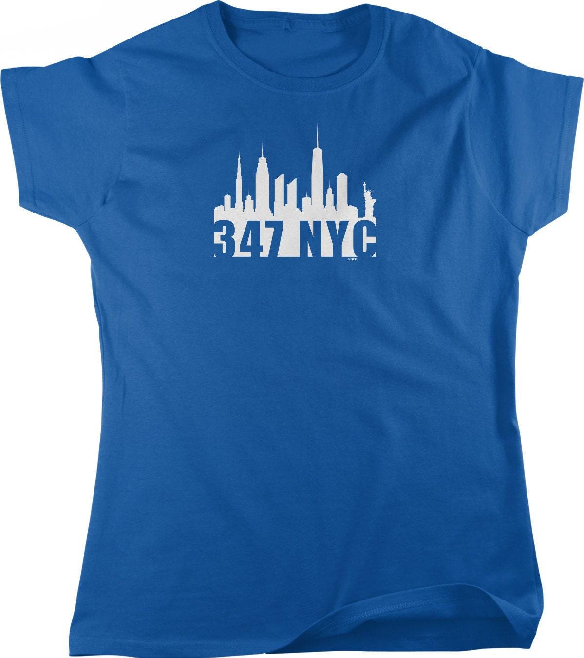 347 NYC Skyline Shirt – Women's Cotton Tee With Full Cut Design & Rib Knit Collar