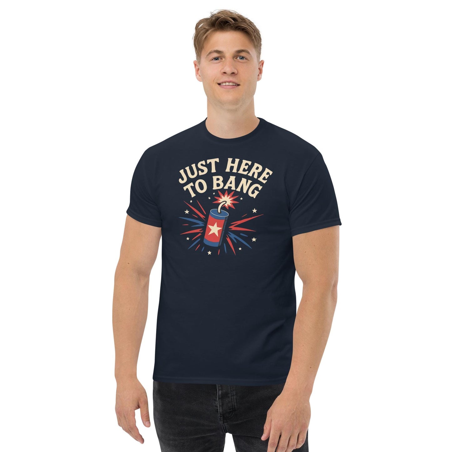 just here to bang july 4th bbq gear Unisex classic tee