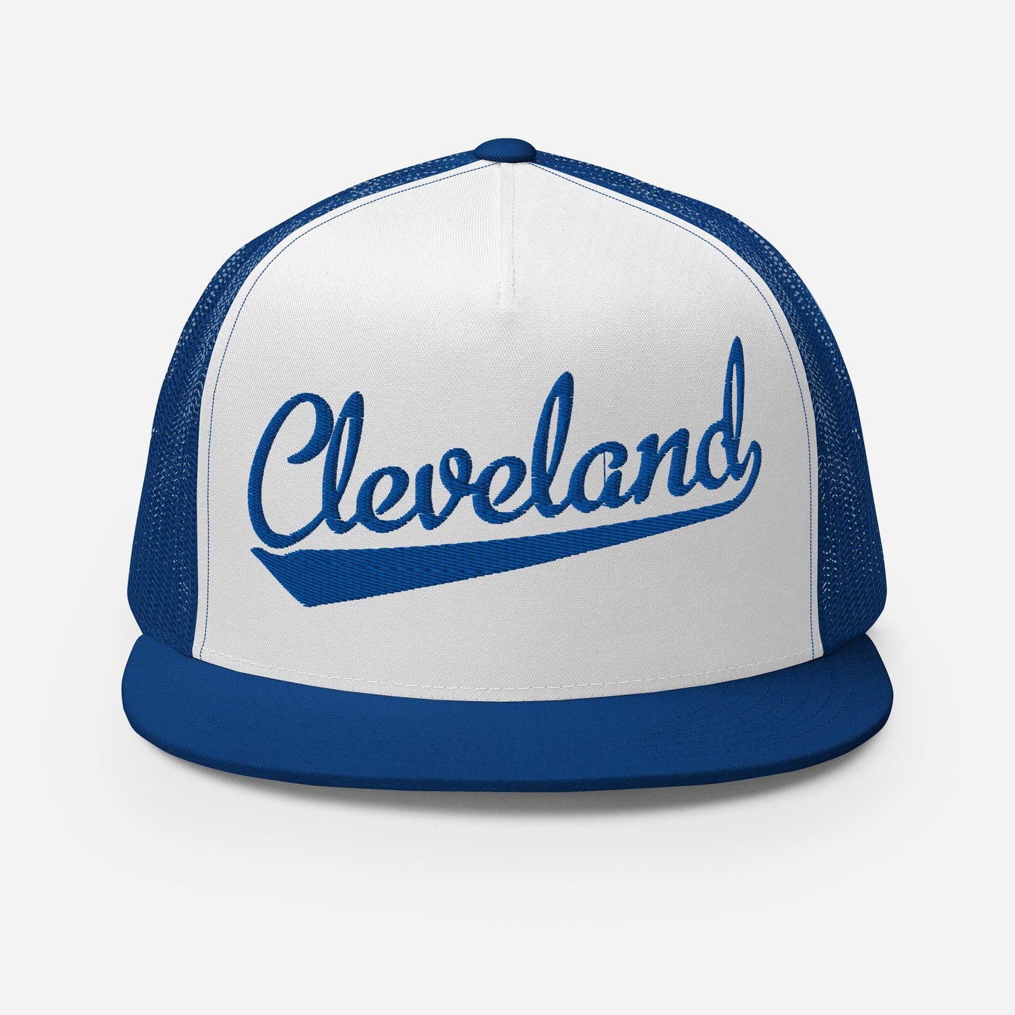 Cleveland Snapback Hat - Adjustable Flat Bill Five Panel Trucker Cap