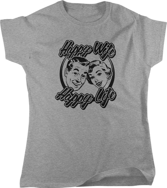 Happy Wife Retired T-Shirt – Women's Cotton Tee | Funny Retiree Shirt, Soft Comfortable Fit