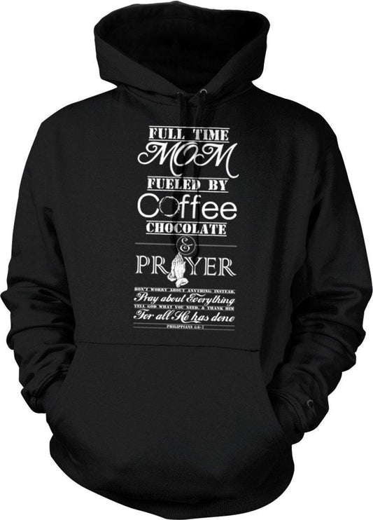 Mom Coffee Hoodie – Full Time Mom Sweatshirt With Double Ply Hood & Set In Sleeves
