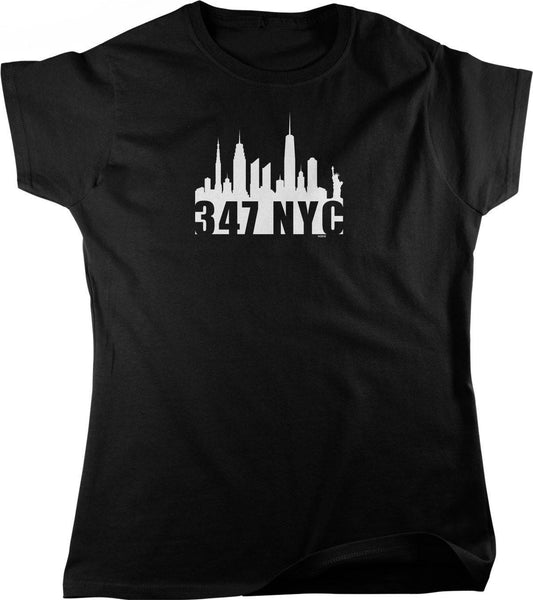 347 NYC Skyline Shirt – Women's Cotton Tee With Full Cut Design & Rib Knit Collar