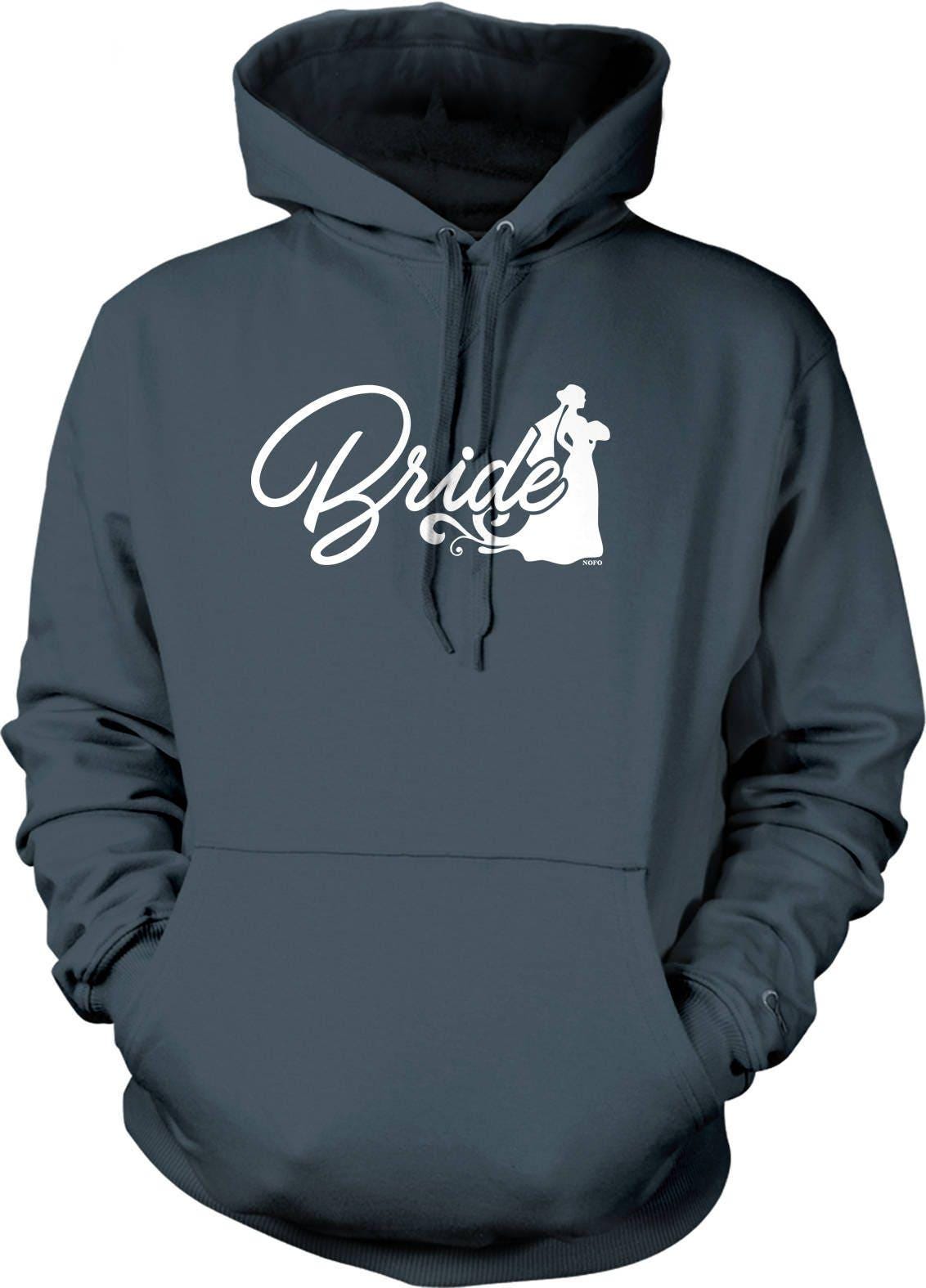 Bride Silhouette Hoodie - Soft Cotton Polyester Blend Hooded Sweatshirt with Pouch Pocket