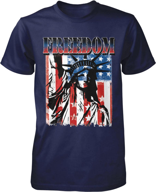 USA Men's T-Shirt - Patriotic Red White Blue Shirt With Statue of Liberty Design