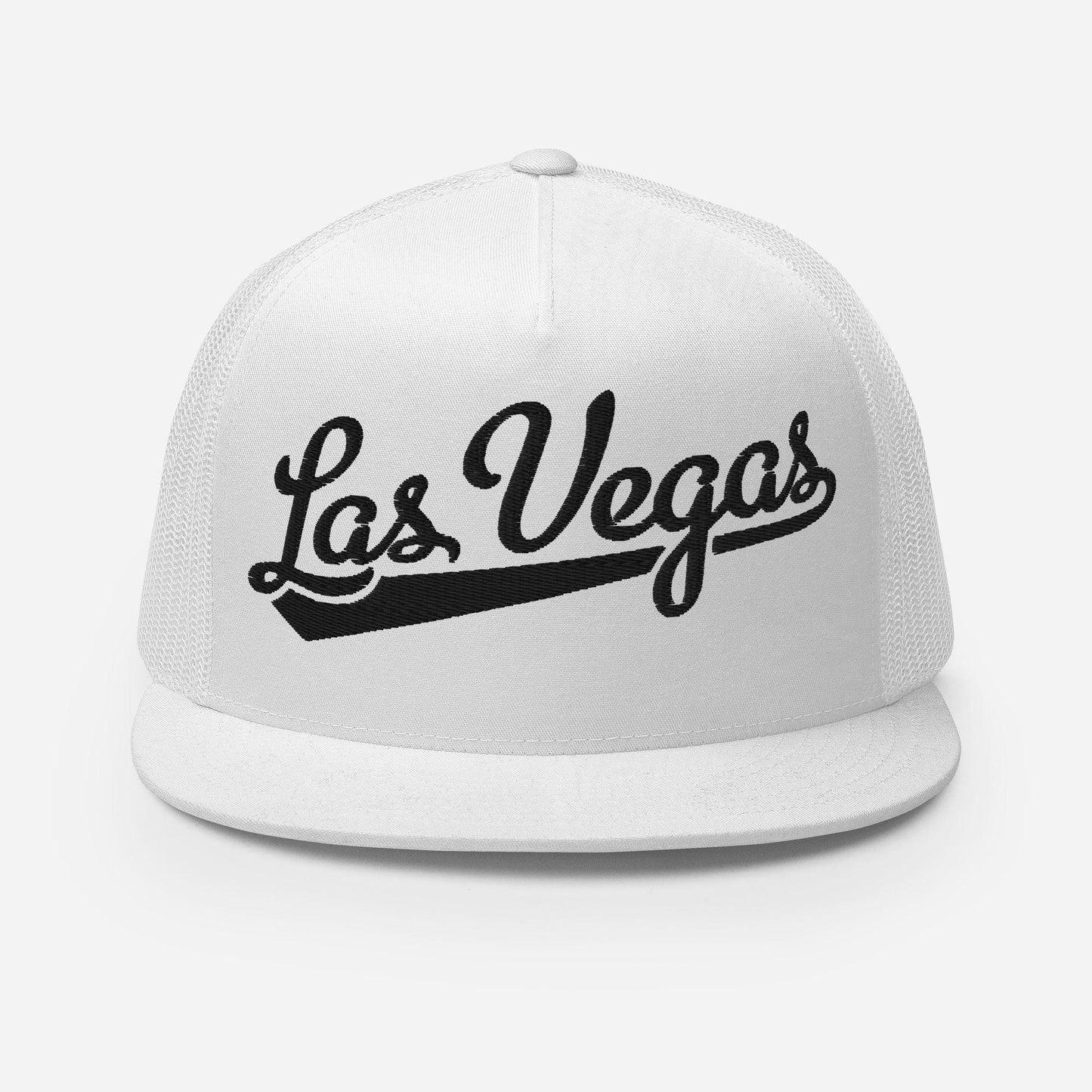 Snapback Trucker Hat – Las Vegas Script Baseball Font Hat with Custom Thread Colors