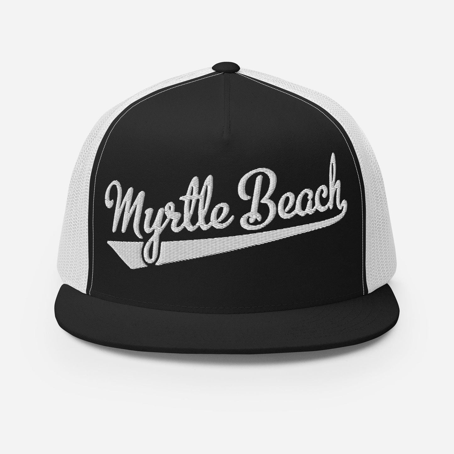 Myrtle Beach Snapback Trucker Hat - Five Panel Flat Bill Mesh Back Cap for Casual Outings