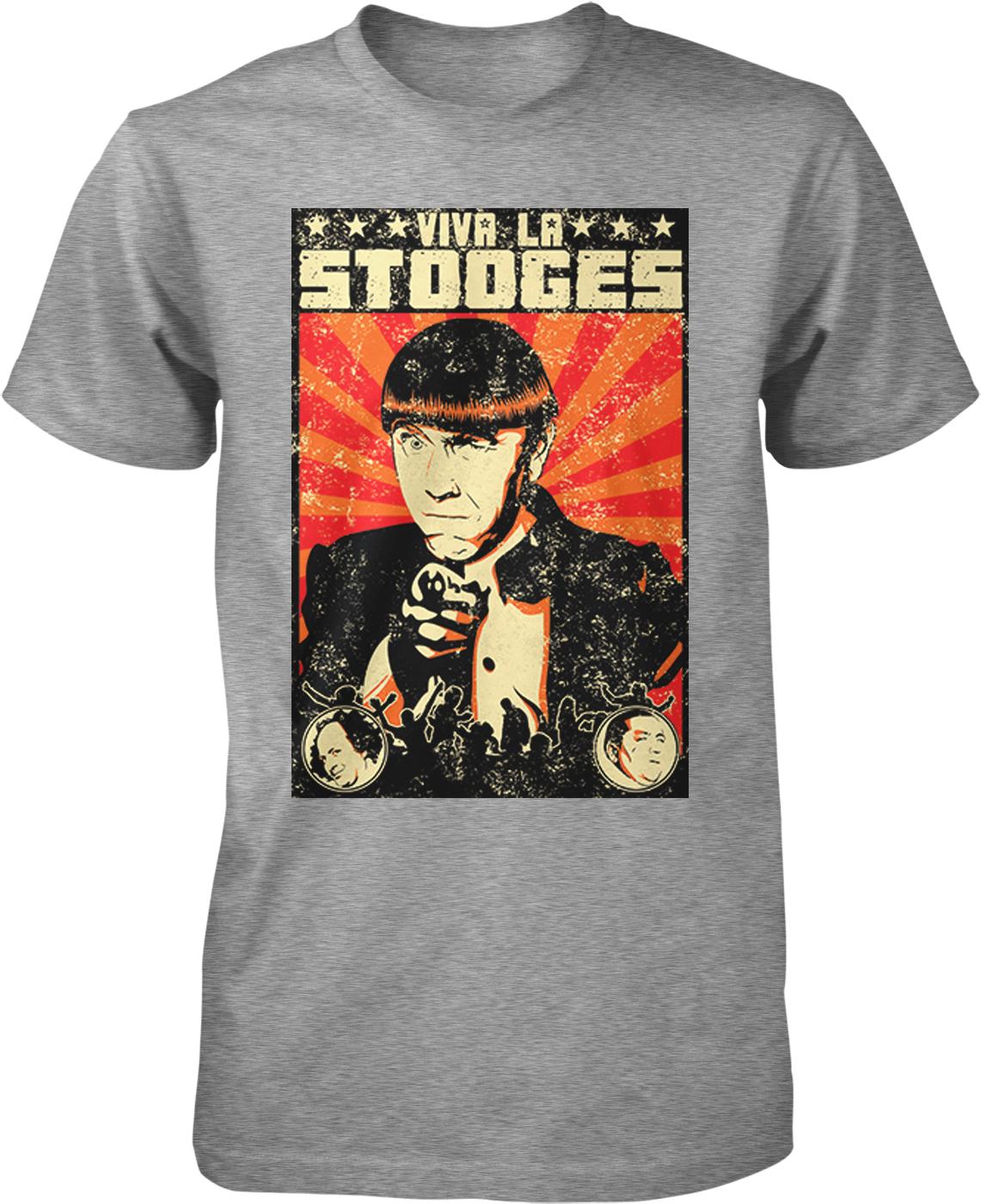 A t-shirt design featuring a portrait of a man with a serious expression, surrounded by various elements such as a clock, a bird, and a starburst background.