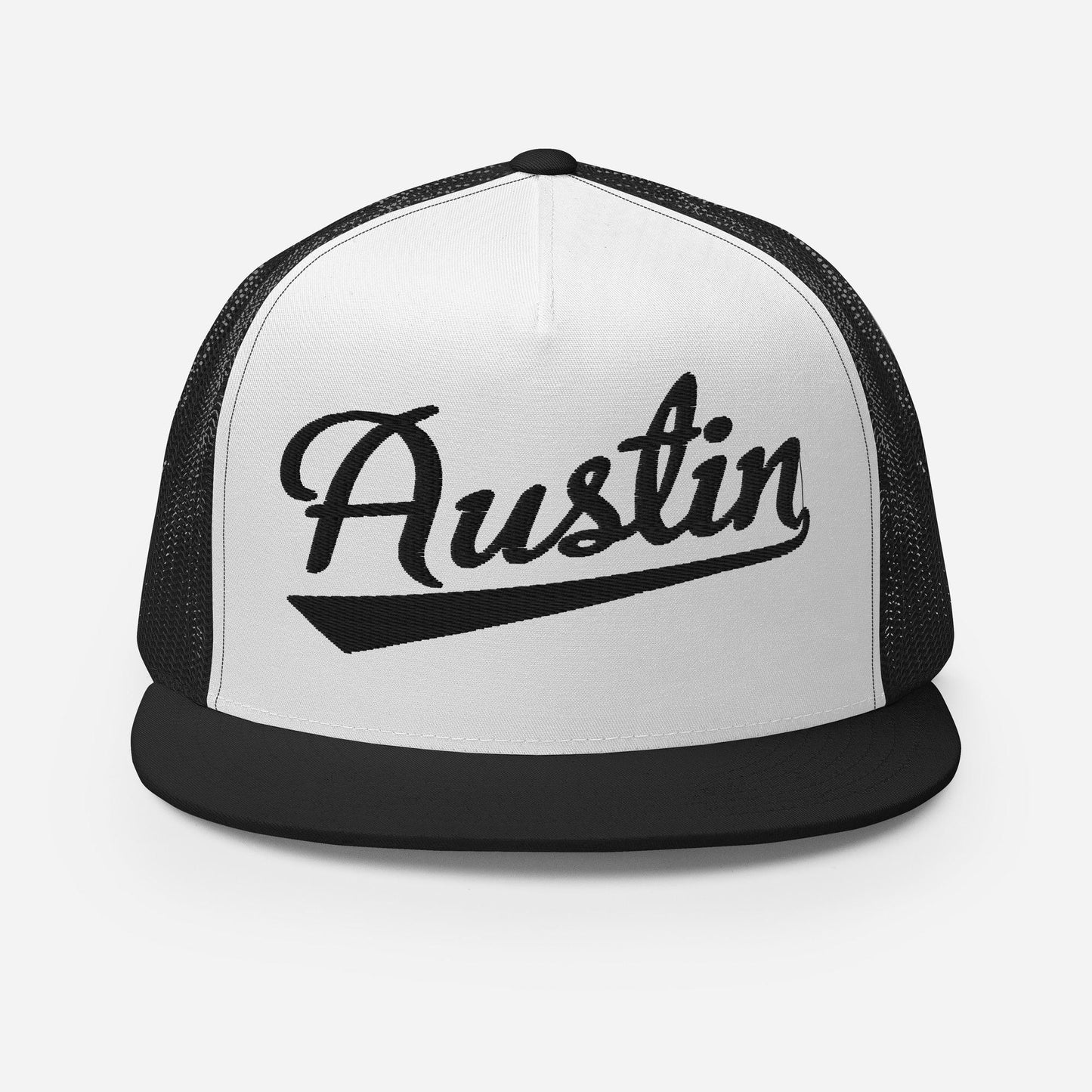 Austin Snapback Hat - Five Panel Trucker Cap with Custom Thread Colors & Flat Bill