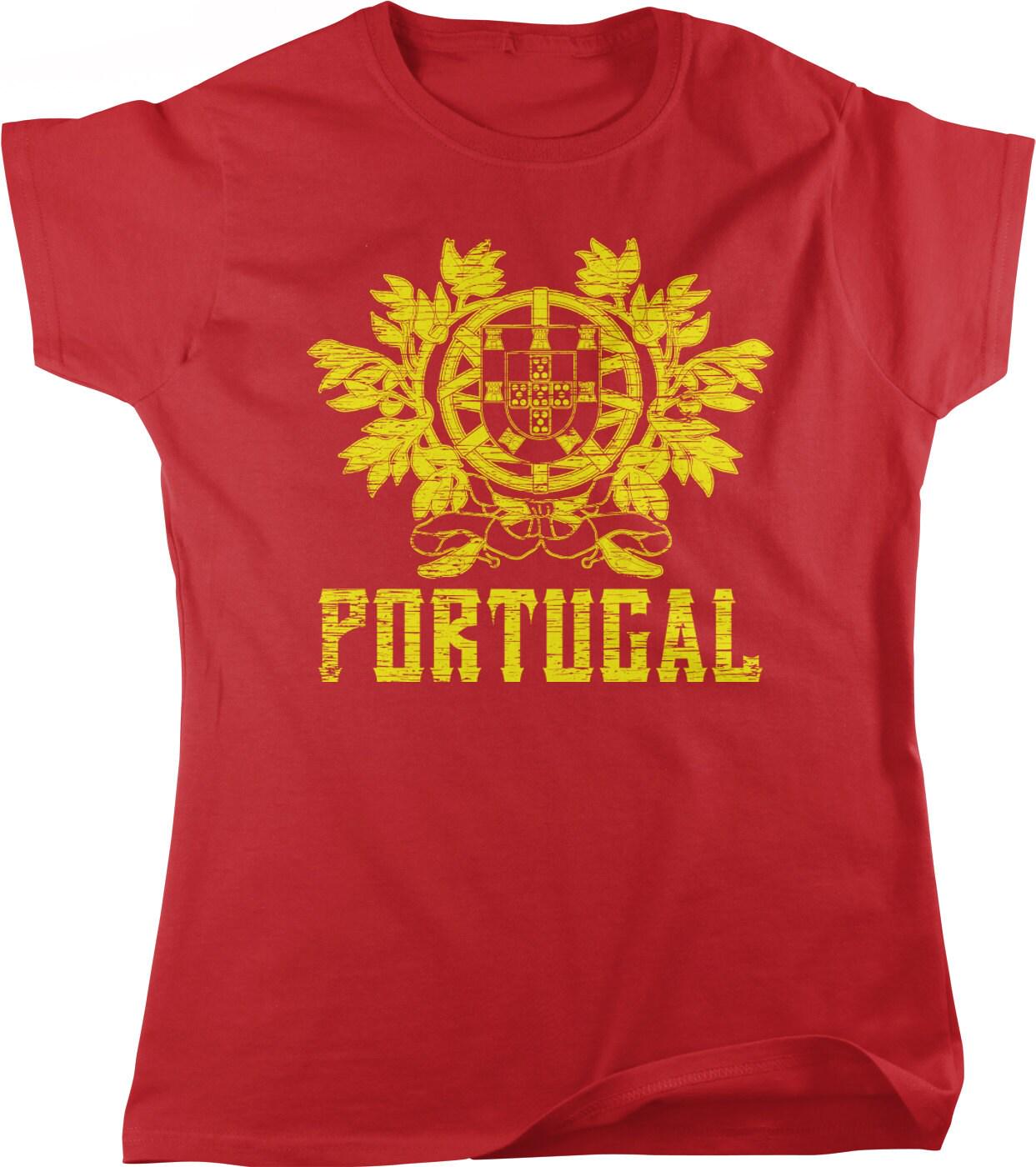 Portuguese Women's T-Shirt – Portugal Coat of Arms Cotton Tee With Henry of Burgundy Emblem