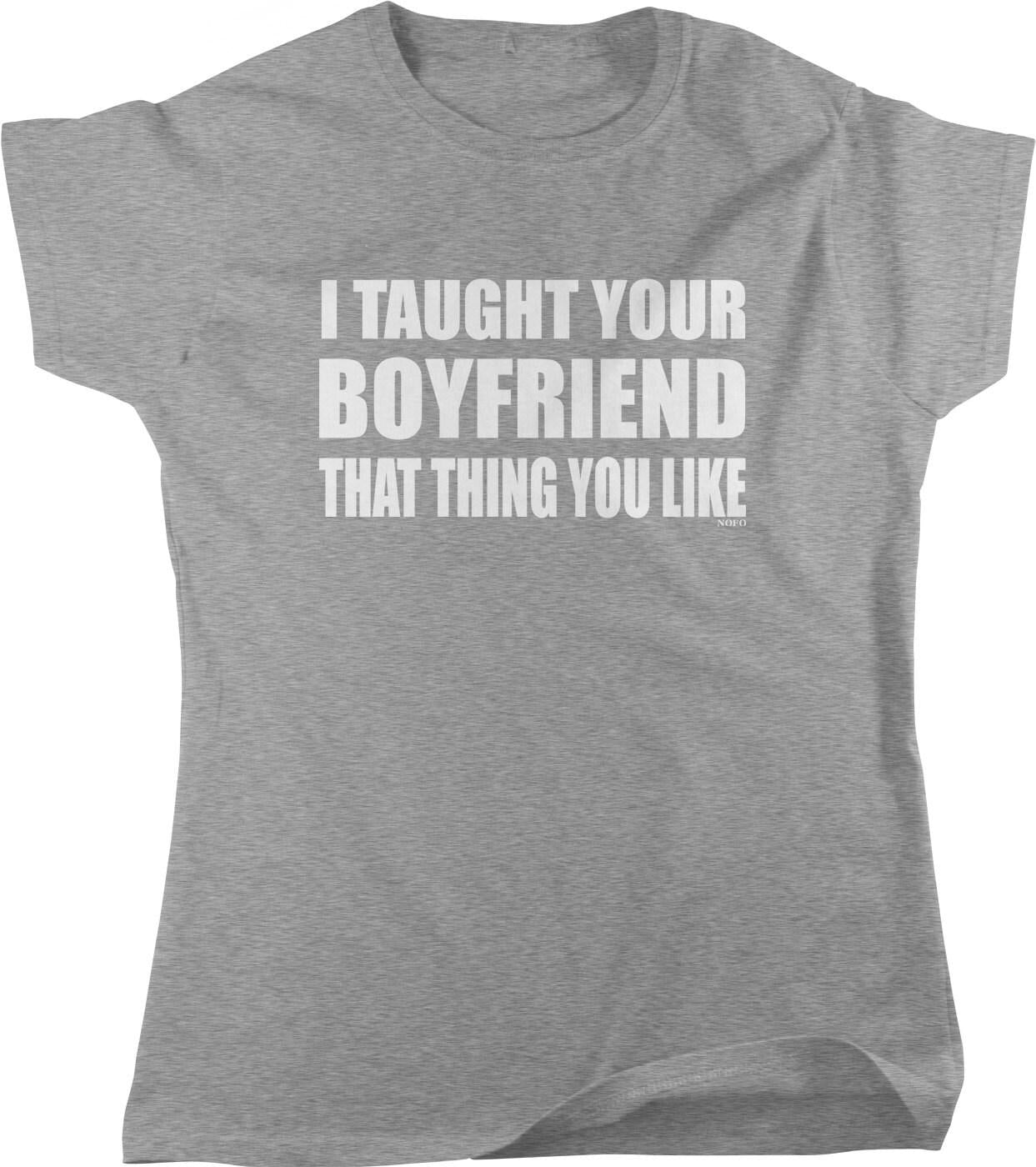 Women's Graphic T-Shirt – Casual Cotton Blend Shirt With Funny Boyfriend Slogan & Durable Hemmed Sleeves