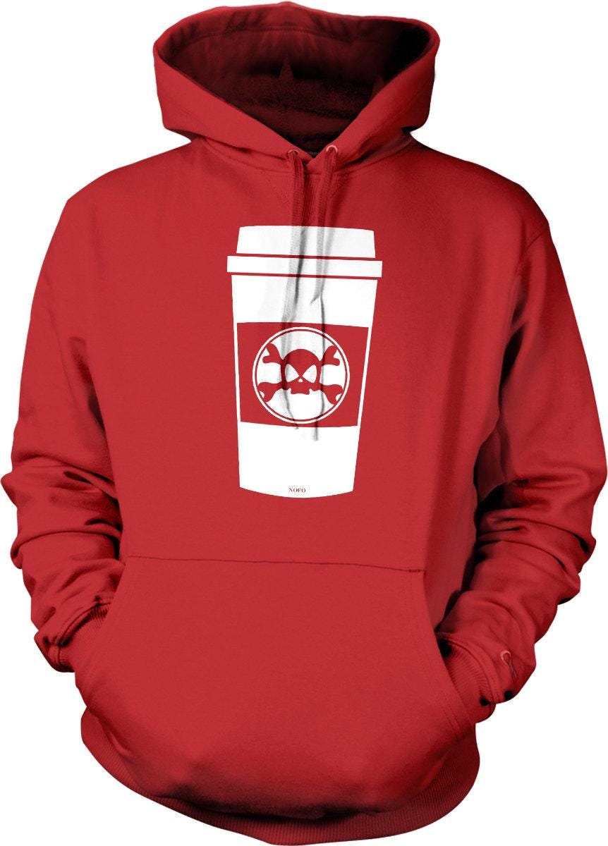 Skull Coffee Hoodie - Cozy Fall Sweatshirt with Pouch Pocket & Double Ply Hooded Design