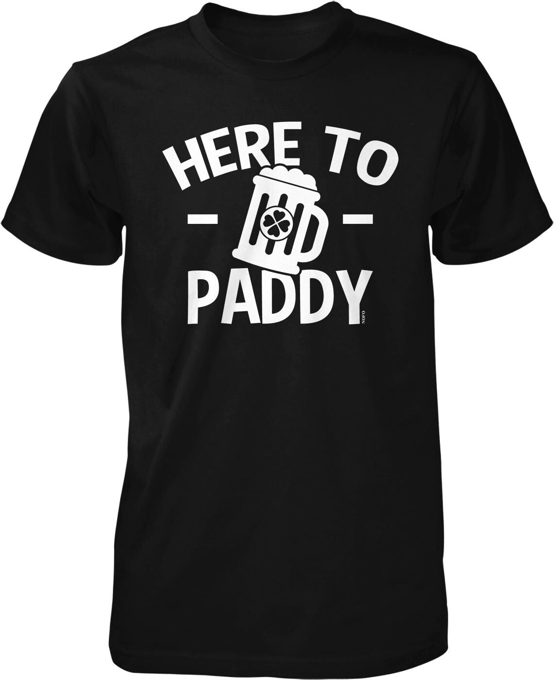 A black t-shirt with white text and a graphic design.