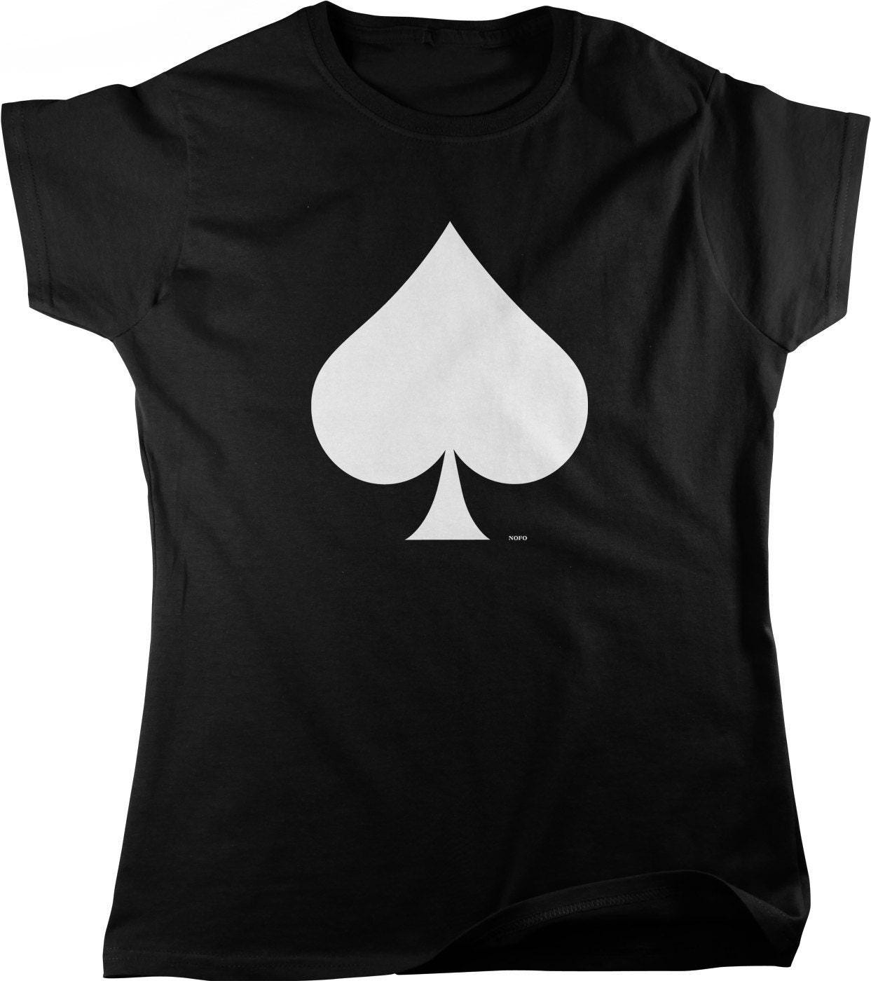 White Spade T-Shirt - Women's Casual Tee With Pre Shrunk Cotton & Durable Hemmed Sleeves