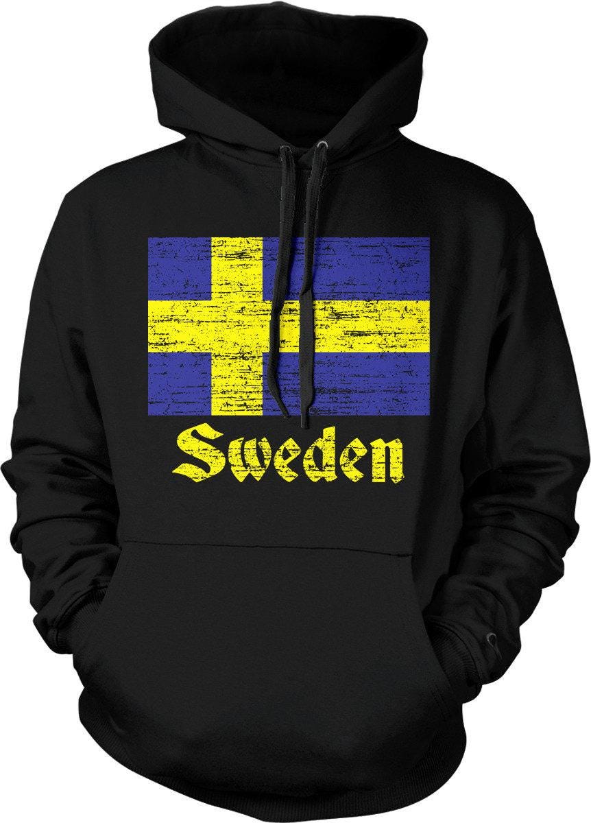 Swedish Flag Hoodie - Blue and Yellow Hoodie With Pouch Pocket & Matching Draw Cord