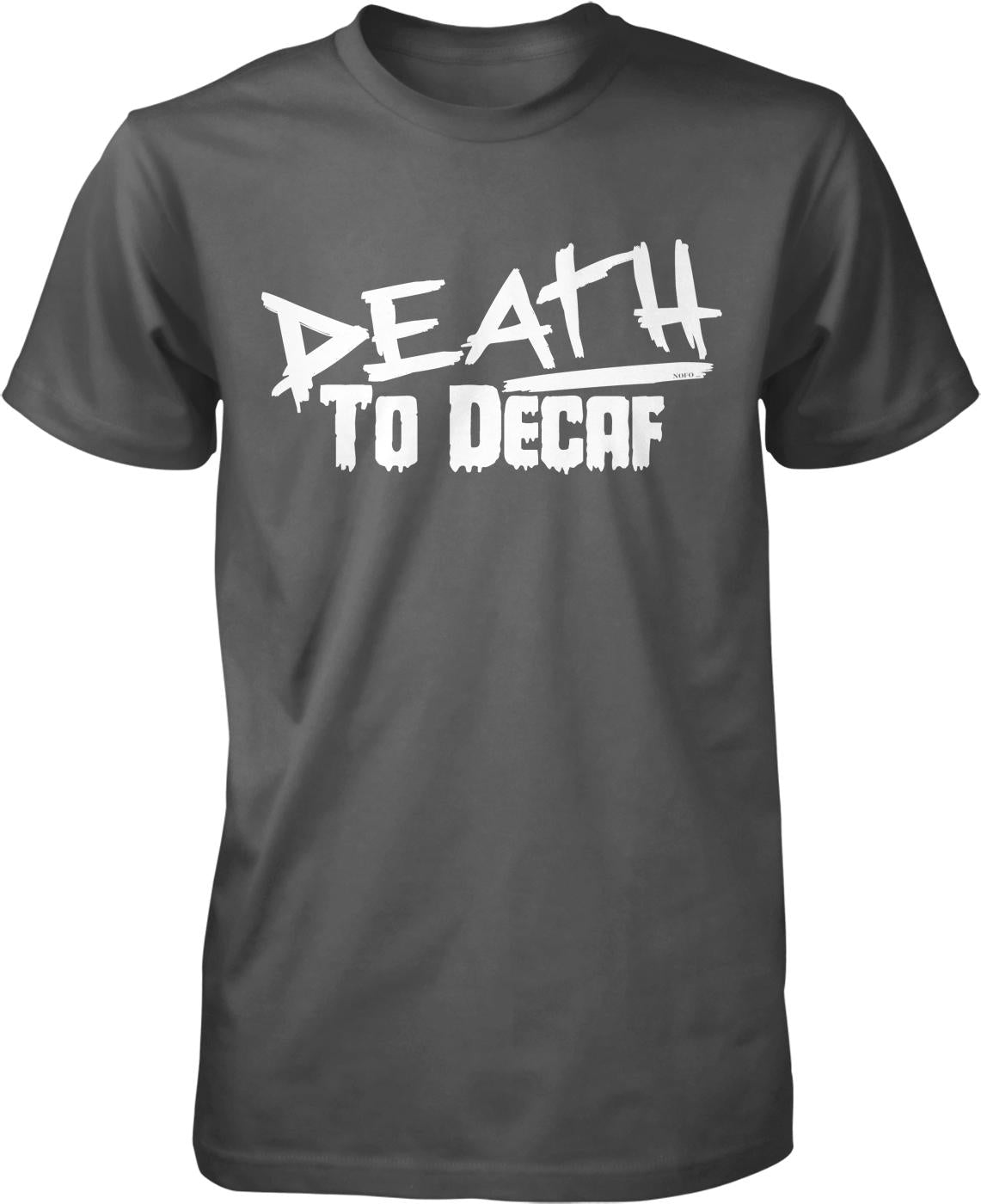 Men's Coffee Tee – Death to Decaf Shirt | Durable Cotton, Casual Coffee Wear