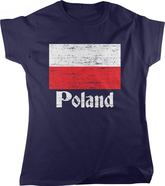 Polska Pride T-Shirt - Women's Cotton Tee | White & Red Shirt with Poland Eagle Crest