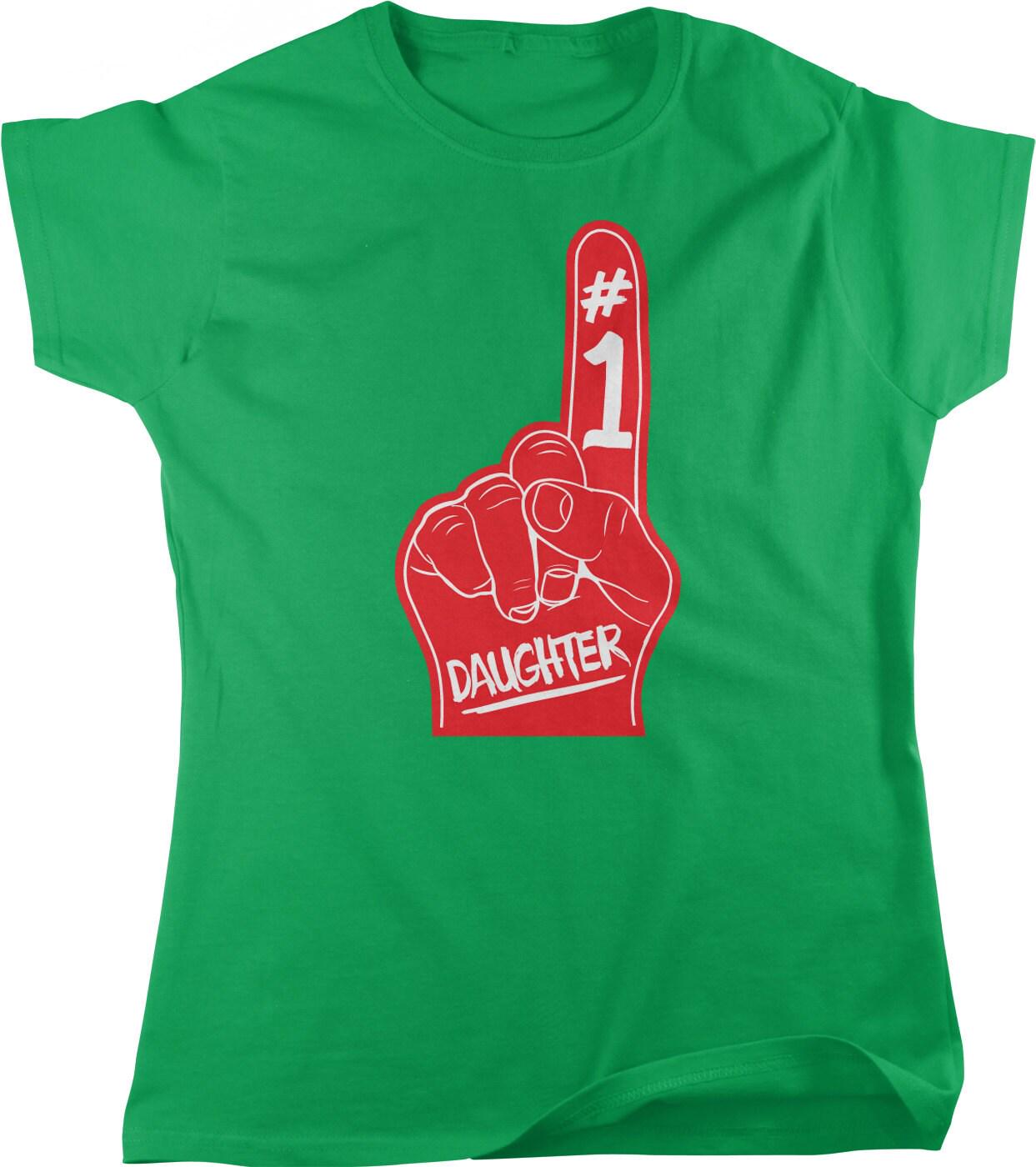 Number One Daughter Shirt - Cozy Cotton Tee With Foam Finger Print Design