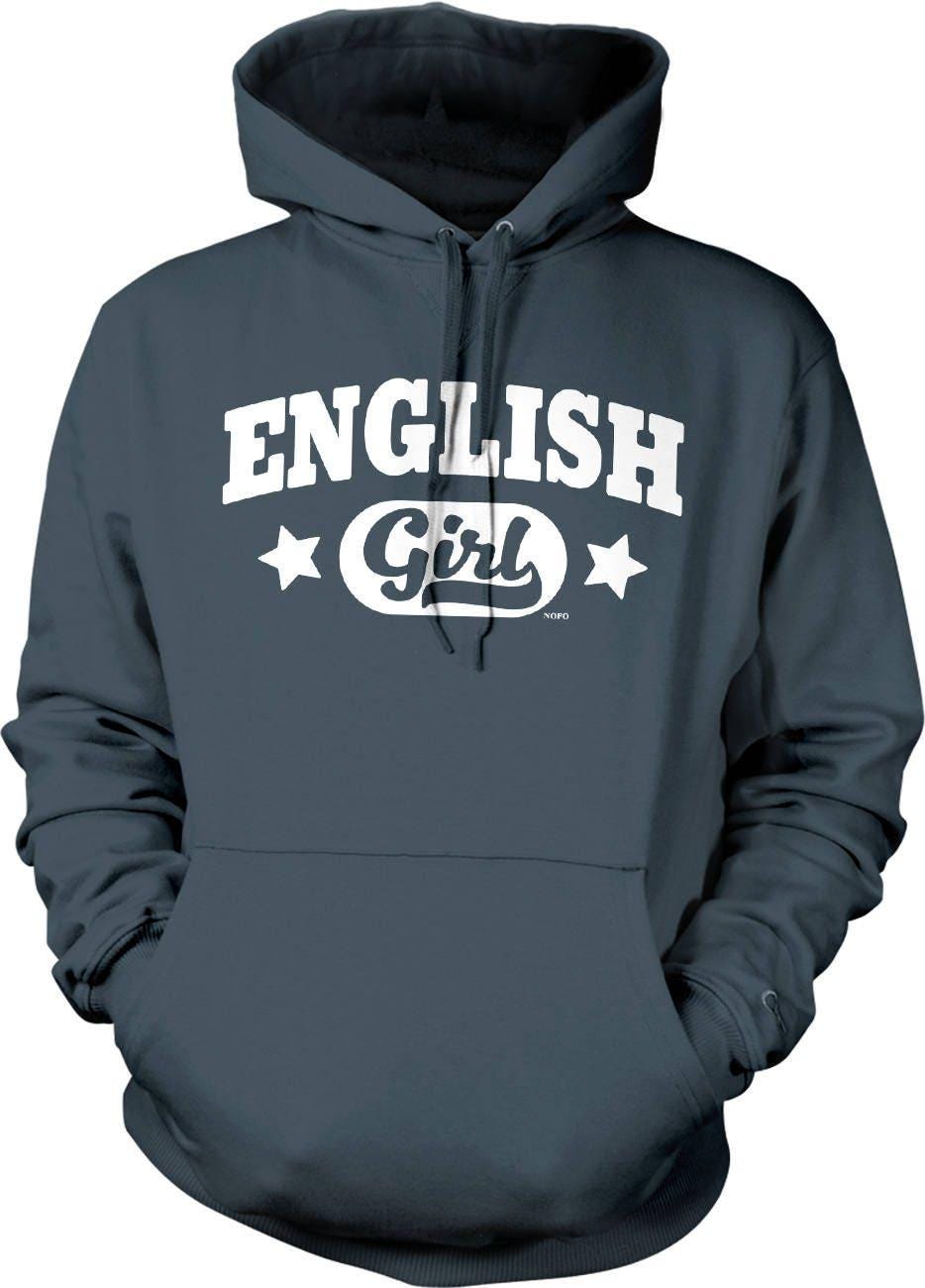 English Girl Hoodie - Classic British Style Hoodie With Pouch Pocket & Adjustable Draw Cord