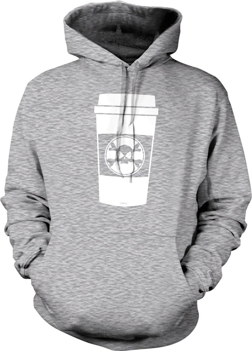 Skull Coffee Hoodie - Cozy Fall Sweatshirt with Pouch Pocket & Double Ply Hooded Design